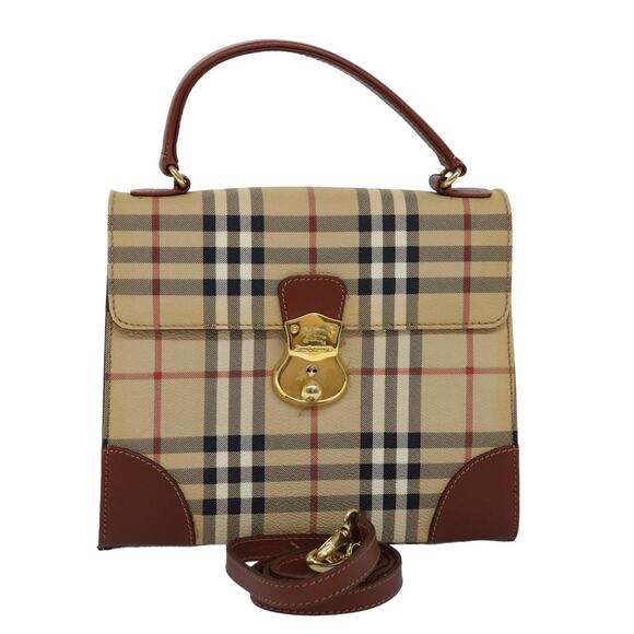 Burberry Nova Check Hand Bag Pvc Beige - Picture 1 of 16
